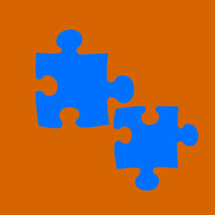 Obraz premium Puzzleteile - blau auf orange