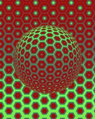 design with dark red to grey blue to bright spring green colour gradient