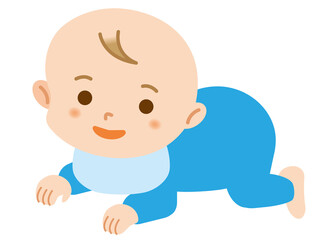 ハイハイをする男の子の赤ちゃんのシンプルなイラスト/白背景