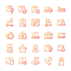Set of Shipping icons with gradient style.