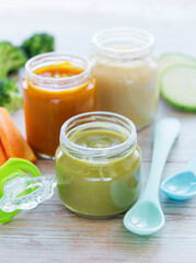 Assortment of fruit and vegetable puree