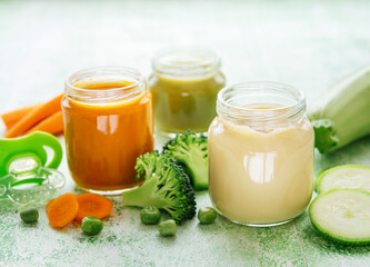 Assortment of fruit and vegetable puree