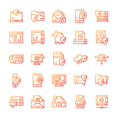 Set of Cyber Security icons with gradient style.