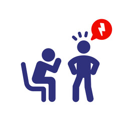 Man angry, blame and dissatisfaction to other man icon vector illustration.