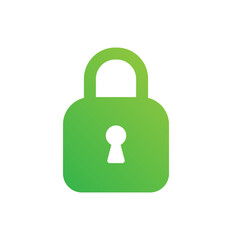 Green locked padlock for security, privacy, safety purpose. Secured concept vector icon.