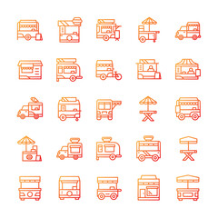 Set of Stand food icons with gradient style.
