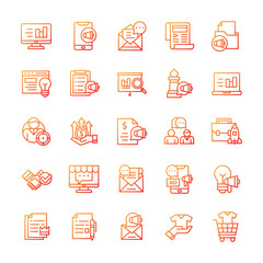 Set of Marketing icons with gradient style.