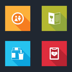 Set Toilet, Restaurant cafe menu, Online ordering and delivery and icon. Vector