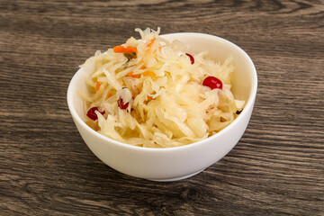 Sauerkraut with cranberry in the bowl