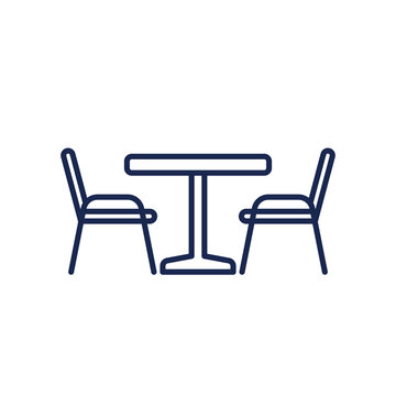 dining table and chairs line icon