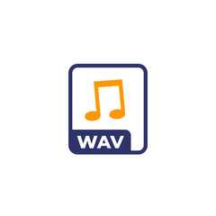 wav audio file icon on white