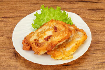 Roasted cod fish in bread
