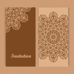 Mandala invitation card design.Floral card template design.Ornate date invitation card.