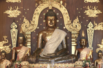 Beautiful buddha statues at the temple in Thailand.