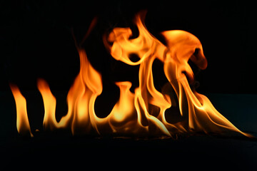 Fire flames on black background.