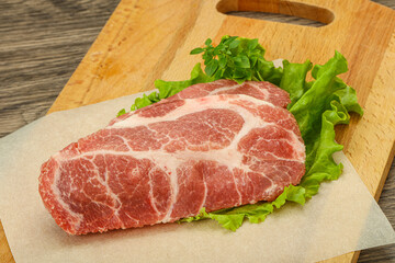 Raw pork meat neck steack