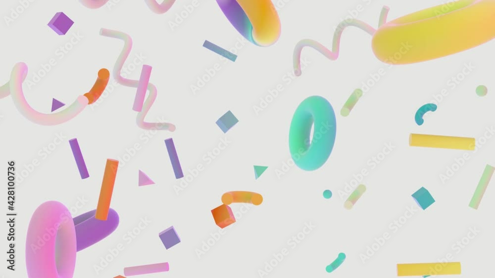 Aufkleber Abstract colorful 3d art background with geometric shape. memphis style.