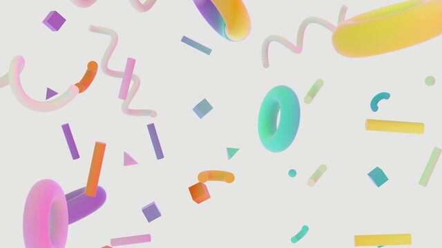 Abstract colorful 3d art background with geometric shape. memphis style.