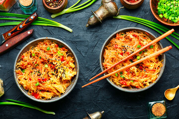Funchoza dish of Asian cuisine