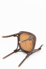 Wooden chair from turn of 70's and 80's from previous century in brown color. Polish design and...