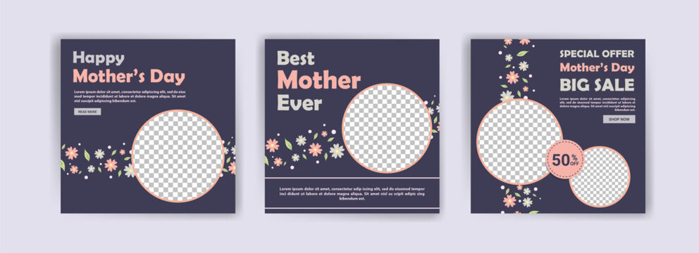 Mother's Day. Best mother ever. Banners vector for social media ads, web ads, business messages, discount flyers and big sale banner.