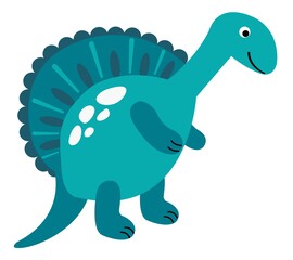 Cute hand-drawn dinosaur on a white isolated background. Illustration for children. Vector.