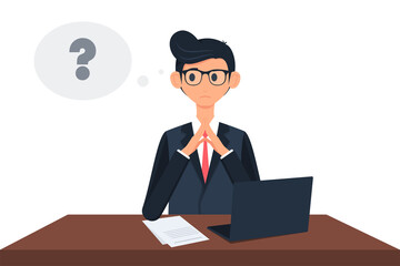 man is thinking. Question mark. Vector illustration in cartoon style for business