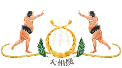しめ飾りの装飾手描きイラスト Wall Mural Wallpaper Murals Ko Hamari