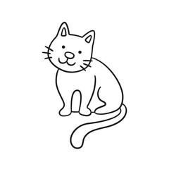 Cute hand drawn white cat. Kitty doodle icon. Hand drawn isolated vector illustration on white background