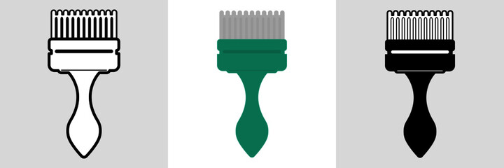 Paint brush icon set. Line, glyph and filled outline colorful version paint roller icon outline and filled vector sign. Symbol, logo illustration. Different style icons set