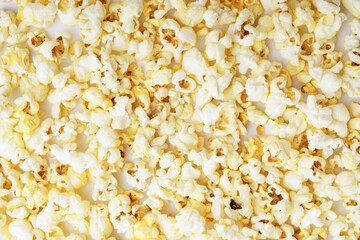 background from popcorn. top view of pop corn. texturing