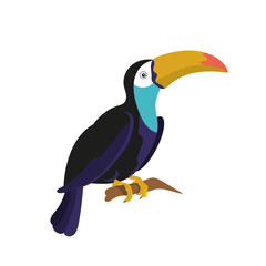 Exotic bird toucan. Isolated design element, cartoon-style illustration. Vector, EPS 10.
