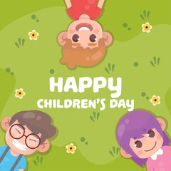 Hand drawn world children's day illustration