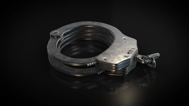  - Metal Handcuffs - rotation loop3d animation model on a black background