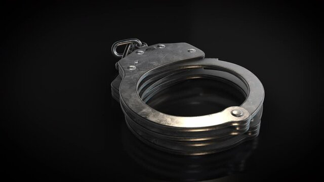  - Metal Handcuffs - zoom out3d animation model on a black background