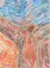 Fototapeta premium Modern brush strokes painting. Watercolor abstract painting with pastel colors. Soft color painted illustration of calming composition for poster, wall art, banner, card, book cover or packaging.