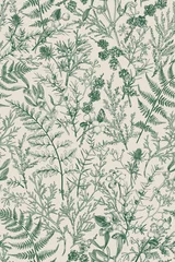 Fototapeten Botanical seamless hand-drawn pattern. © Lisla