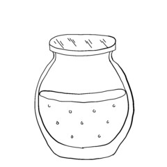 spice jar, cup of tea, sugar storage container, sugar bowl, vinegar container, pepper and salt container, kettle, spice mortar, paper towel stand with paper towels, butter and butter knife, glass sala