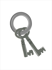 The keys to the lock are isolated on a white background. illustration