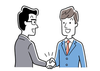 ベクターイラスト素材：握手をする2人の男性、ビジネスシーン
