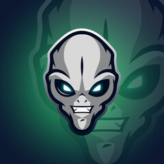 Head Alien Logo Mascot Vector Illustration