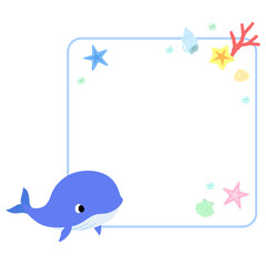 クジラのアイコン　フレーム＋海の装飾付