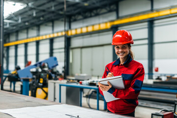 Portrait of a happy supervisor at work in heavy industry factory.