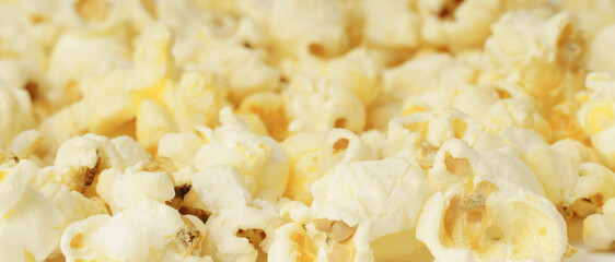 background from popcorn. top view of pop corn. texturing