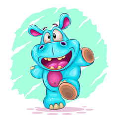 Cheerful cartoon hippo.
Colorful illustration of a cheerful walking hippo. Positive and unique design. Use the product to print on clothing, accessories, party decorations, labels and stickers, kids r