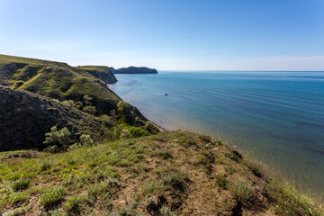 Fototapeta na wymiar Crimean Coast. A path along the seashore. 