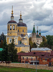 Fototapeta na wymiar View to Assumption church, St.Eliah church and St.Trinity church. City of Serpukhov, Russia