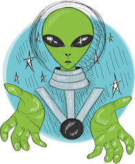 Alien - Abstract sketch portrait - UFO art © loulou2014597