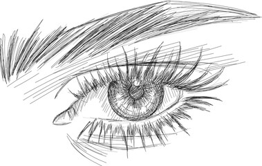 Obraz premium Hand drawn Eye Art . Eye drawing sketch art . 
