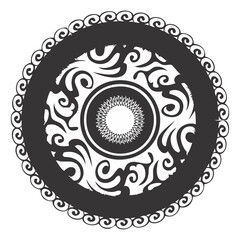 black element for creating a logo pattern, tribal tattoo circle pattern polynesian style, isolated vector frame